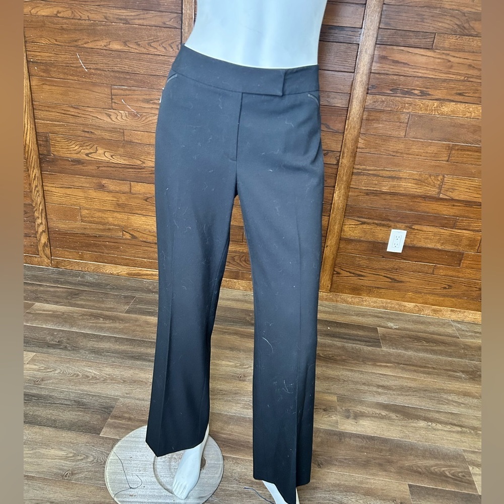 Anne Klein black trouser pants pleat size 6 zipper detail